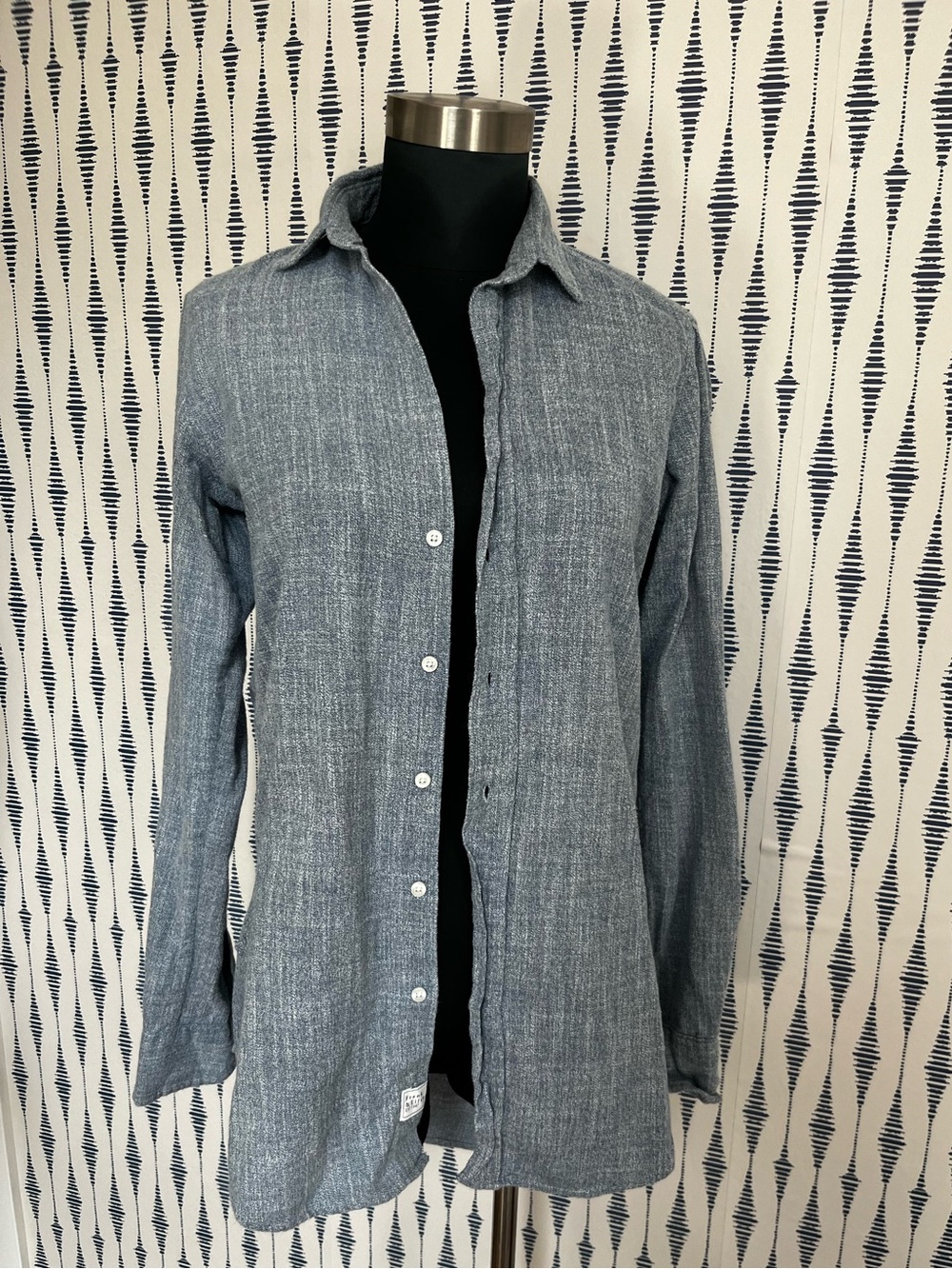 Frank & Eileen EILEEN Grayson Blue Italian Cotton Button Down coastal Shirt XS - Picture 3 of 9
